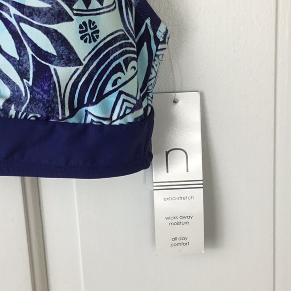 Nordstrom Womens Floral Sports Bra Blue Strappy back Size S NWT - Picture 2 of 7